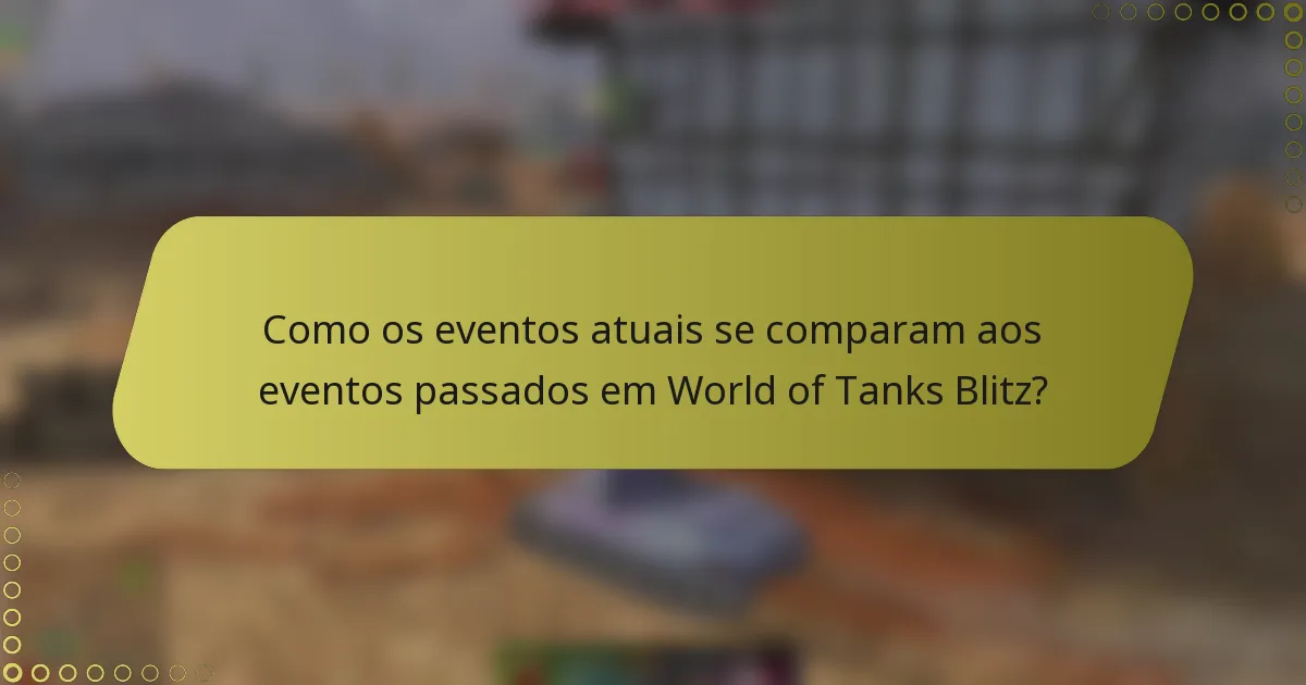 Como os eventos atuais se comparam aos eventos passados em World of Tanks Blitz?
